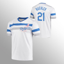 Los Angeles Dodgers Walker Buehler White Cooperstown Collection V-Neck Jersey