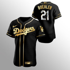 Men's Los Angeles Dodgers Walker Buehler Golden Edition Black Authentic Jersey