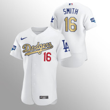 Men's Los Angeles Dodgers Will Smith 2021 Gold Program White Patch Authentic Jersey