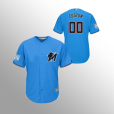 Men's Miami Marlins #00 Blue Custom 2019 Spring Training Cool Base Majestic Jersey