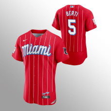 Miami Marlins Jon Berti Red 2021 City Connect Authentic Jersey