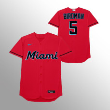 Jon Berti Miami Marlins Red 2021 Players' Weekend Birdman Jersey