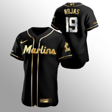 Men's Miami Marlins Miguel Rojas Golden Edition Black Authentic Jersey