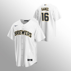 Men's Milwaukee Brewers Ben Gamel #16 White Replica Alternate Jersey