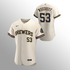 Men's Milwaukee Brewers Brandon Woodruff Authentic Cream Home Team Jersey