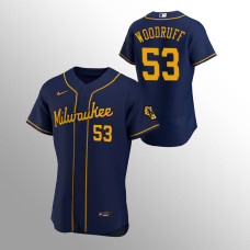 Men's Milwaukee Brewers Brandon Woodruff Authentic Navy Alternate Team Jersey