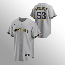 Men's Milwaukee Brewers Brandon Woodruff #53 Gray Replica Road Jersey