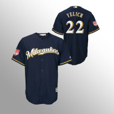 Men's Milwaukee Brewers #22 Navy Christian Yelich 2019 Spring Training Cool Base Majestic Jersey