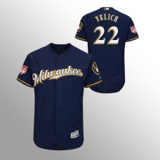 Men's Milwaukee Brewers #22 Navy Christian Yelich 2019 Spring Training Flex Base Majestic Jersey