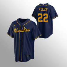 Men's Milwaukee Brewers Christian Yelich #22 Navy Replica Alternate Jersey