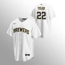 Men's Milwaukee Brewers Christian Yelich #22 White Replica Alternate Jersey