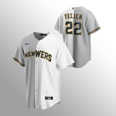 Christian Yelich Milwaukee Brewers Gray White Split Replica Jersey