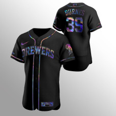 Corbin Burnes Milwaukee Brewers Black Authentic Iridescent Holographic Jersey