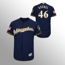 Men's Milwaukee Brewers #46 Navy Corey Knebel 2019 Spring Training Flex Base Majestic Jersey