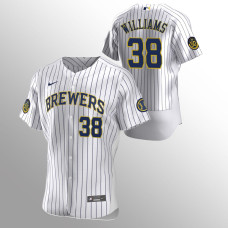 Devin Williams Milwaukee Brewers White Authentic Home 50th Anniversary Jersey