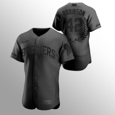 Men's Milwaukee Brewers #42 Jackie Robinson Black Retired Number Award Collection Jersey