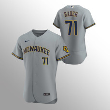 Men's Milwaukee Brewers Josh Hader Authentic Gray Road Team Jersey