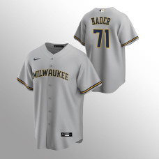 Men's Milwaukee Brewers Josh Hader #71 Gray Replica Road Jersey