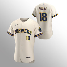 Men's Milwaukee Brewers Keston Hiura Authentic Cream Home Team Jersey