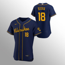 Men's Milwaukee Brewers Keston Hiura Authentic Navy Alternate Team Jersey