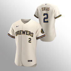 Men's Milwaukee Brewers Luis Urias Authentic Cream Home Team Jersey