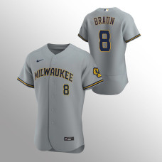 Men's Milwaukee Brewers Ryan Braun Authentic Gray Road Team Jersey