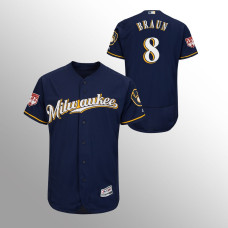 Men's Milwaukee Brewers #8 Navy Ryan Braun 2019 Spring Training Flex Base Majestic Jersey