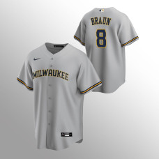 Men's Milwaukee Brewers Ryan Braun #8 Gray Replica Road Jersey