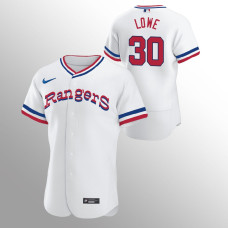Texas Rangers Nathaniel Lowe White #30 1972 Throwback Home Authentic Jersey