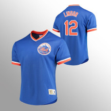 New York Mets Francisco Lindor Royal Cooperstown Collection Mesh V-Neck Jersey