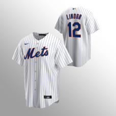 Men's New York Mets Francisco Lindor #12 White Replica Home Jersey