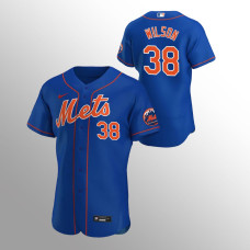 Men's New York Mets Justin Wilson Authentic Royal 2020 Alternate Team Logo Jersey