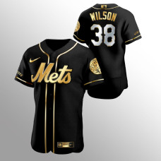 Men's New York Mets Justin Wilson Golden Edition Black Authentic Jersey