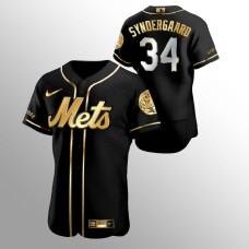 Men's New York Mets Noah Syndergaard Golden Edition Black Authentic Jersey