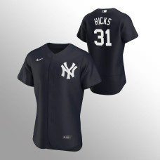 Men's New York Yankees Aaron Hicks Authentic Navy 2020 Alternate Team Logo Jersey
