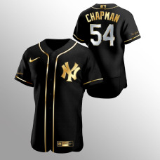 Men's New York Yankees Aroldis Chapman Golden Edition Black Authentic Jersey