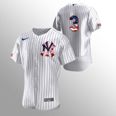 Men's New York Yankees #3 Babe Ruth 2020 Stars & Stripes 4th of July White Jersey