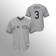 Men's New York Yankees Babe Ruth #3 Gray Replica Big & Tall Jersey