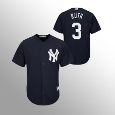 Men's New York Yankees Babe Ruth #3 Navy Replica Big & Tall Jersey