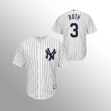 Men's New York Yankees Babe Ruth #3 White Replica Big & Tall Jersey
