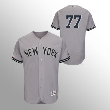 Men's New York Yankees #77 Gray Clint Frazier MLB 150th Anniversary Patch Flex Base Majestic Road Jersey