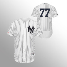 Men's New York Yankees #77 White Clint Frazier MLB 150th Anniversary Patch Flex Base Majestic Home Jersey