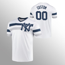 New York Yankees Custom White Cooperstown Collection V-Neck Jersey