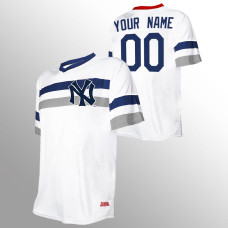 New York Yankees Custom White Cooperstown Collection V-Neck Jersey