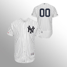 Men's New York Yankees #00 White Custom MLB 150th Anniversary Patch Flex Base Majestic Home Jersey