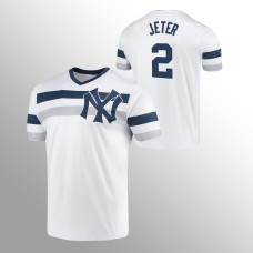 New York Yankees Derek Jeter White Cooperstown Collection V-Neck Jersey