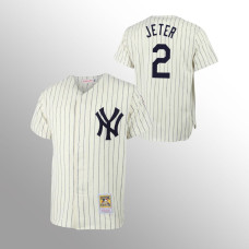 New York Yankees Derek Jeter Cream Throwback Authentic Jersey