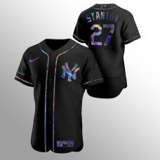 Giancarlo Stanton New York Yankees Black Authentic Holographic Golden Edition Jersey