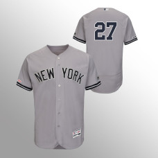 Men's New York Yankees #27 Gray Giancarlo Stanton MLB 150th Anniversary Patch Flex Base Majestic Road Jersey