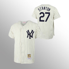New York Yankees Giancarlo Stanton Cream Throwback Authentic Jersey